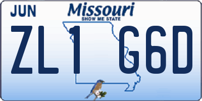 MO license plate ZL1G6D