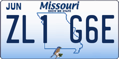 MO license plate ZL1G6E