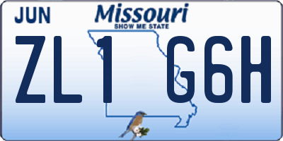 MO license plate ZL1G6H