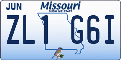 MO license plate ZL1G6I