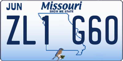 MO license plate ZL1G6O