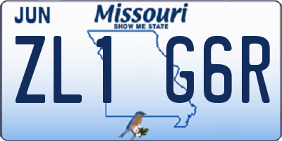 MO license plate ZL1G6R