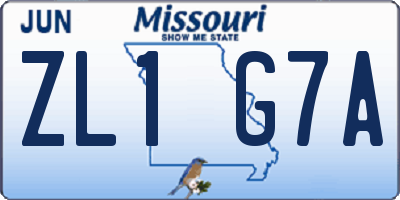 MO license plate ZL1G7A