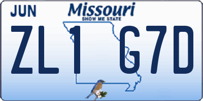 MO license plate ZL1G7D