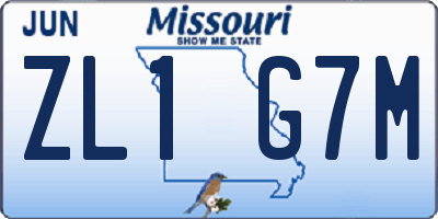 MO license plate ZL1G7M
