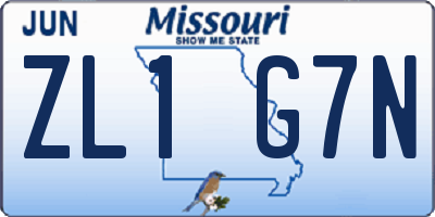 MO license plate ZL1G7N