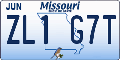 MO license plate ZL1G7T