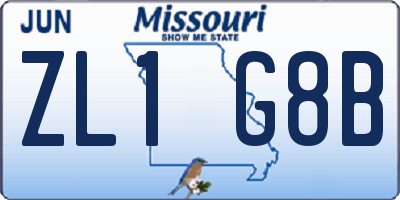 MO license plate ZL1G8B