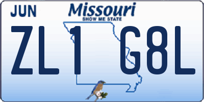 MO license plate ZL1G8L