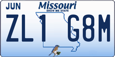 MO license plate ZL1G8M