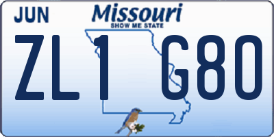 MO license plate ZL1G8O