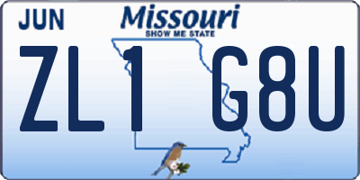 MO license plate ZL1G8U