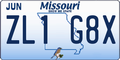 MO license plate ZL1G8X