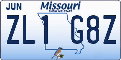 MO license plate ZL1G8Z