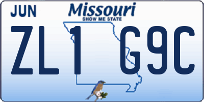 MO license plate ZL1G9C