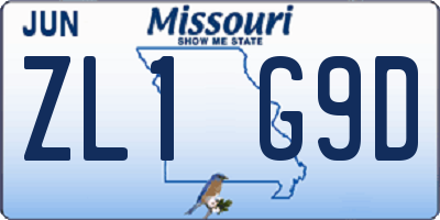 MO license plate ZL1G9D