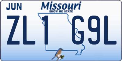MO license plate ZL1G9L