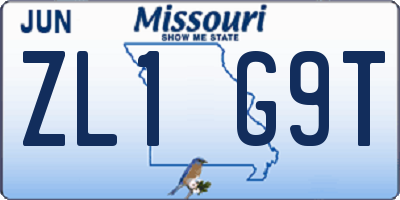 MO license plate ZL1G9T
