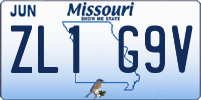 MO license plate ZL1G9V