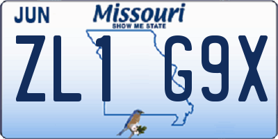 MO license plate ZL1G9X