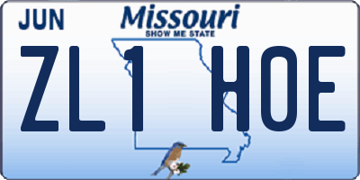 MO license plate ZL1H0E