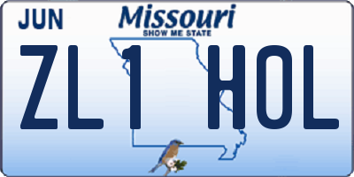 MO license plate ZL1H0L