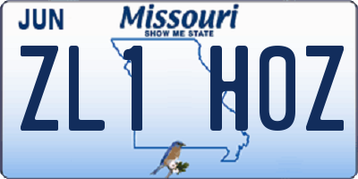 MO license plate ZL1H0Z