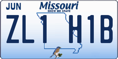 MO license plate ZL1H1B