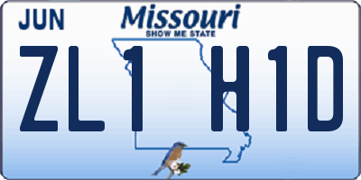 MO license plate ZL1H1D
