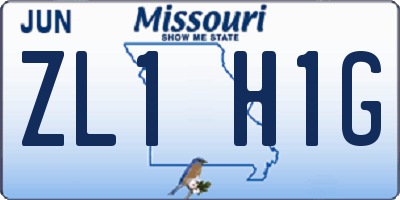 MO license plate ZL1H1G