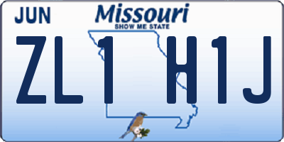 MO license plate ZL1H1J