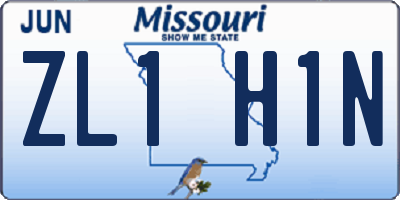 MO license plate ZL1H1N