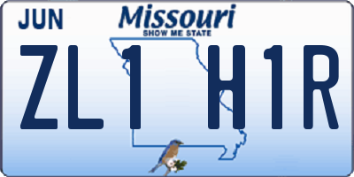 MO license plate ZL1H1R
