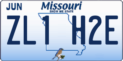 MO license plate ZL1H2E