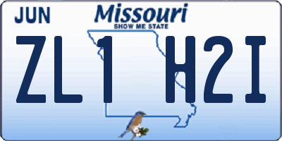 MO license plate ZL1H2I