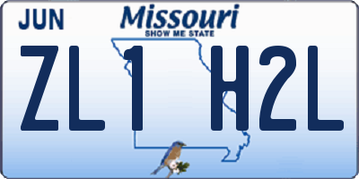 MO license plate ZL1H2L