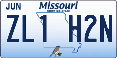 MO license plate ZL1H2N