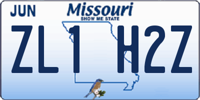 MO license plate ZL1H2Z