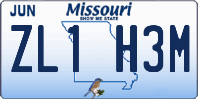 MO license plate ZL1H3M