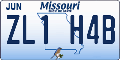 MO license plate ZL1H4B