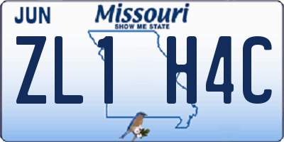MO license plate ZL1H4C