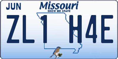 MO license plate ZL1H4E
