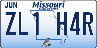 MO license plate ZL1H4R