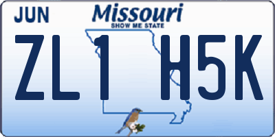 MO license plate ZL1H5K