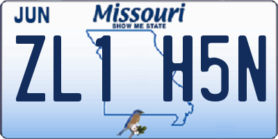 MO license plate ZL1H5N