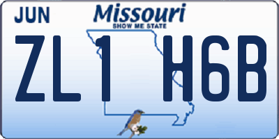 MO license plate ZL1H6B