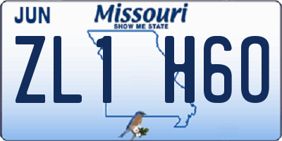 MO license plate ZL1H6O
