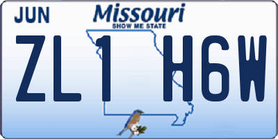 MO license plate ZL1H6W