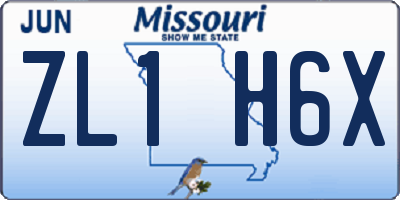 MO license plate ZL1H6X