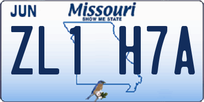 MO license plate ZL1H7A